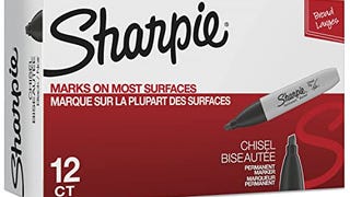 Sharpie 38201 Permanent Markers, Chisel Tip, Black, 12...