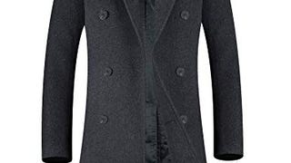 ELETOP Men's Coat Wool French Overcoat Winter Business...
