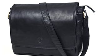 16" Crossbody Bag Leather Laptop Messenger Bag for Men...