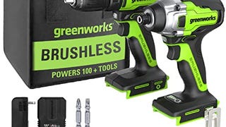 Greenworks 24V Brushless Drill / Impact Driver Combo Kit,...
