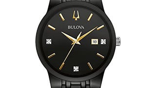 Bulova Modern Mens Watch, Black Stainless Steel Bracelet...