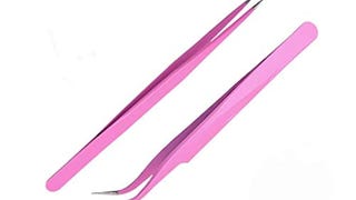 Aoshang 2PCS Stainless Steel Straight and Curved Tip Tweezers...