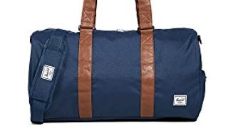Herschel Novel Duffel Bag, Navy/Tan Synthetic Leather, Classic...