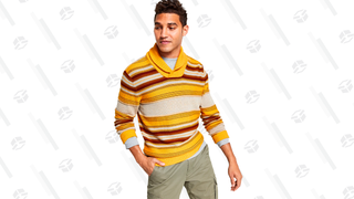 Men's Blanket Stripe Shawl Sweater