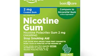 Amazon Basic Care Nicotine Gum 2 mg Stop Smoking Aid, Cool...