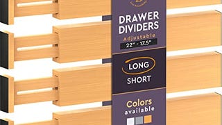 Adjustable Bamboo Drawer Dividers Organizers - Fits Large...