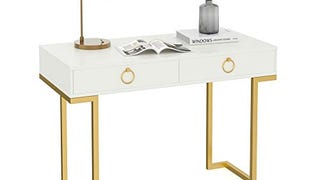 Nathan James Leighton Two-Drawer Writing Glam Accents Brass,...