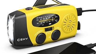 Emergency Hand Crank Radio with 3 LED Flashlight, Esky...
