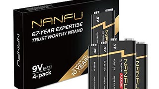 NANFU High Performance 9V Batteries (4 Count), Ultra Power...