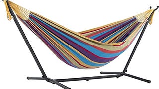 Vivere Double Cotton Hammock with Space Saving Steel Stand,...
