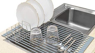 iPEGTOP Roll-Up Dish Drying Rack with Pot Lid Utensil Plates...