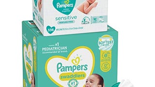 Diapers Size 1, 198 Count and Baby Wipes - Pampers Swaddlers...