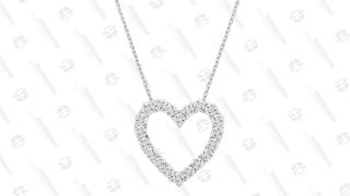 Diamond Heart 18" Pendant Necklace in Sterling Silver