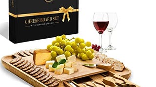Premium Bamboo Cheese Board: Large Charcuterie Boards Set...