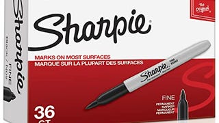 Sharpie Permanent Markers, Fine Point, Black, 36