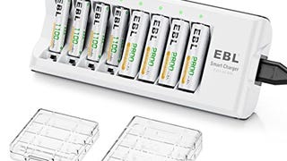 EBL Rechargeable Batteries with Charger, 1.2V NiMH AA Batteries...