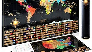 Scratch Off World Map Poster And Deluxe United States Map...