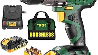 TECCPO Cordless Drill Set, 20V Brushless Drill Driver Kit,...
