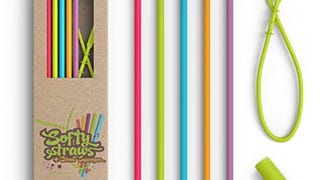Long Silicone Straws With Stoppers for Tumblers - Slender...