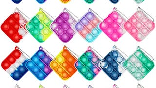 Kids Pop Party Favors, 24 Pack Mini Bulk Fidget Keychain...