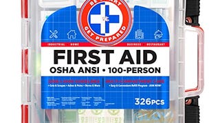First Aid Kit Hard Red Case 326 Pieces Exceeds OSHA and...