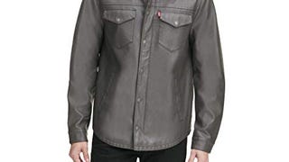 Levi's Men's Faux Leather Shirt Jacket, Charcoal,...