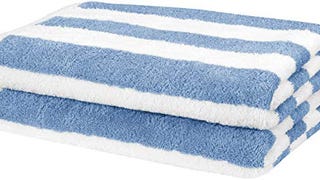 Amazon Basics Cabana Stripe Beach Towel - 2-Pack, Sky...