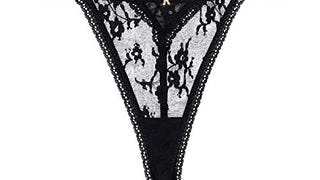 Savage X Women's Reg Dotted Mesh Thong with Stretch Lace,...