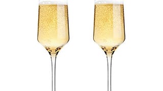 Hand Blown Crystal Champagne Flutes - Bella Vino Elegant...