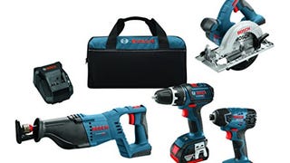 Bosch 18-Volt 4-Tool Combo Kit CLPK420-181 with Charger,...