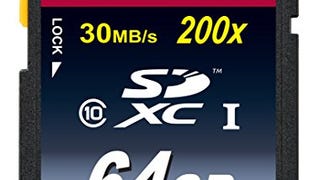Transcend 64GB SDXC Class 10 Flash Memory Card Up to 30MB/...