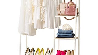 IRIS USA Clothing Rack, Clothes Rack with 3 Wood Shelves,...