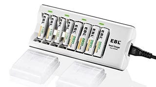 EBL Charger with Batteries - 8Bay Battery Charger and AA...