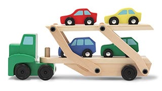 Melissa & Doug Car Carrier Truck and Cars Wooden Toy Set...