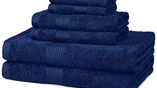 Amazon Basics 6-Piece Fade Resistant Bath, Hand and Washcloth...