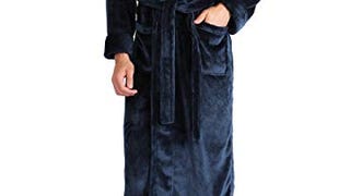 DAVID ARCHY Men's Hooded Plush Robe Flannel Fleece Warm...