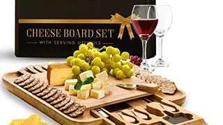 Premium Cheese Board and Knife Set - Bamboo Wood Charcuterie...