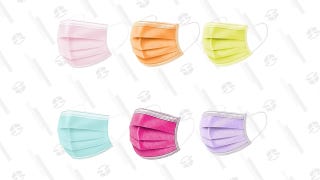 50-Pack: Colored 3-Ply Masks (Pink, Purple, Teal, Orange, Red, Yellow)