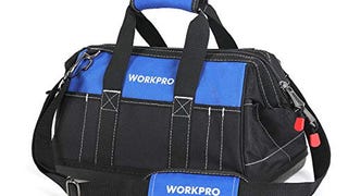 WORKPRO 16-inch Wide Mouth Tool Bag with Water Proof Molded...