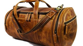 Travel Duffel Overnight Barrel Weekend Leather Bag by Aaron...