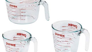 Pyrex 3 Piece Glass Measuring Cup Set, Includes 1-Cup, 2-...