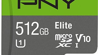 PNY Elite 512GB MicroSDXC Card, Up to 90MB/S – (P-SDU512U190EL-...