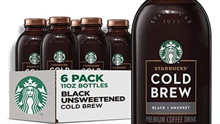Starbucks Cold Brew Coffee, Black Unsweetened, 11 oz Glass...
