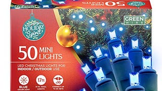 Holiday Spirit Christmas Lights, 50 LED Christmas String...