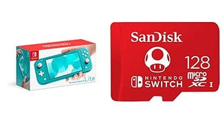 Nintendo Switch Lite - Turquoise with SanDisk 128GB microSDXC...