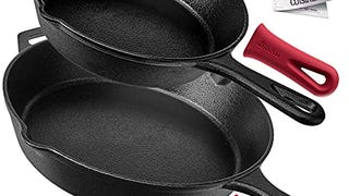 Cast Iron Skillet Set - 8" + 12"-Inch Frying Pan - Pre-...