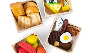 Melissa & Doug Food Groups - 21 Wooden Pieces and 4 Crates,...