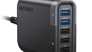 RAVPower USB C Wall Charger 60W 6 Port with Quick Charge...