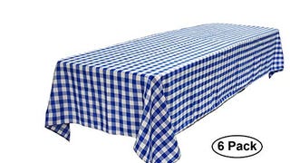 Pack of 6 Plastic Blue and White Checkered Table Covers...