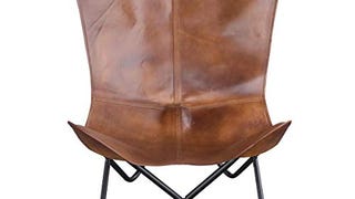 Amerihome Leather Butterfly Chair in (1, Natural Tan)